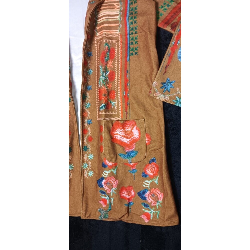 Misslook Hooded Open Front Longline Cardigan Duster Jacket S Boho Festival Folk - Picture 6 of 13